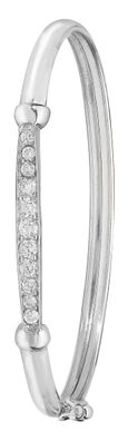 925 Sterling Silber Baby - Armreif mit Zirkonia - 4.2cm, 5 Gramm