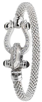 925 Sterling Silber Damen - Armreif mit Zirkonia - 6cm, 18 Gramm