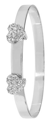 925 Sterling Silber Herz Baby - Erweiterbar Armreif mit Zirkonia - 4.4cm, 6 Gramm