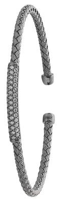 925 Sterling Silber Damen - Armreif mit Zirkonia - 6cm, 6 Gramm