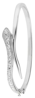 Funkiger 925 Sterling Silber Damen - Schlange Armreif mit Zirkonia - 6.2cm, 16 Gramm