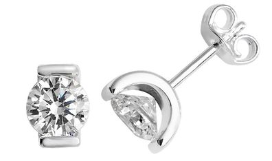 Schöne 925 Sterling Silber Damen - Paar Ohrstecker mit Zirkonia