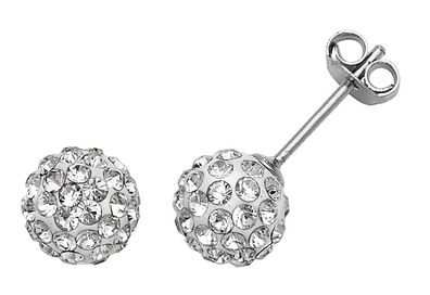 Schöne 925 Sterling Silber Damen - Paar Ohrstecker mit Zirkonia