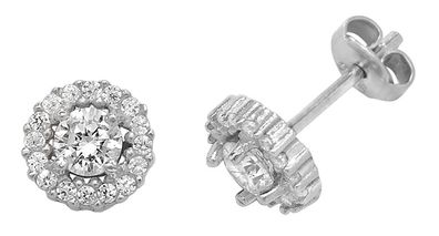 Edle 925 Sterling Silber Damen - Paar Ohrstecker mit Zirkonia