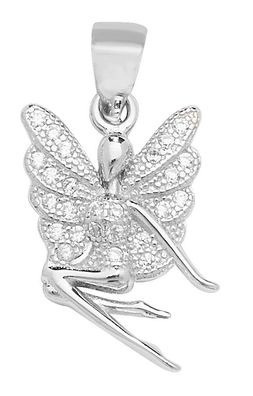 Funkiger 925 Sterling Silber Damen - Anhänger mit Zirkonia