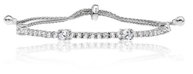 925 Sterling Silber Damen - Armband mit Zirkonia - 17cm, 6 Gramm