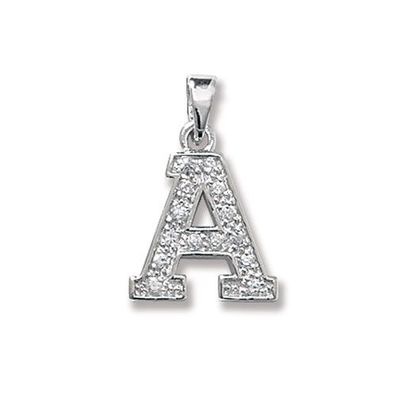Klassischer 925 Sterling Silber Buchstaben / Initiale Damen - Anhänger mit Zirkonia