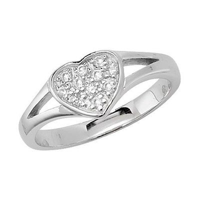 Schöner 925 Sterling Silber Herz Baby - Ring mit Zirkonia - 0.1cm