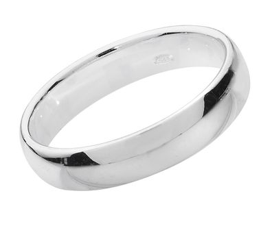 925 Sterling Silber 4mm Court Form Herren/Damen - Trauring/Ehering/Hochzeitsring