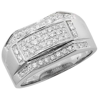 Edler 925 Sterling Silber Herren - Ring mit Zirkonia