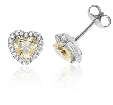 925 Sterling Silber Herz Damen - Paar Ohrstecker mit Zirkonia