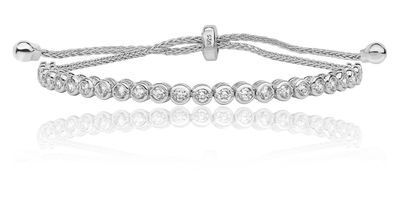 925 Sterling Silber Damen - Armband mit Zirkonia - 17cm, 6 Gramm