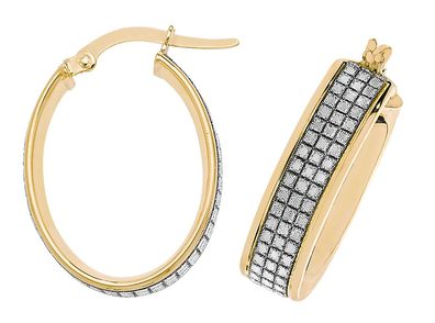 9 ct/Karat Gelb Gold Damen - Creolen / Ohrringe
