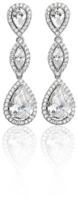 925 Sterling Silber Damen - Paar Ohrringe mit Zirkonia - 6 Gramm