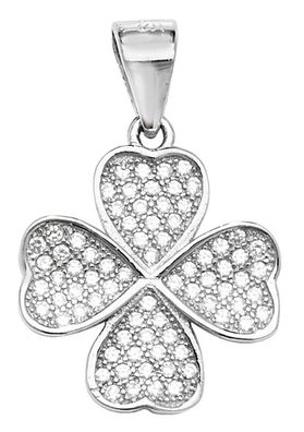 Wunderschöner 925 Sterling Silber Blume Damen - Anhänger mit Zirkonia