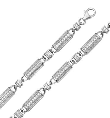 Wunderschönes 925 Sterling Silber Herren - Armband mit Zirkonia - 21.6cm, 18 Gramm