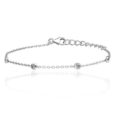 Schönes 925 Sterling Silber Damen - Link Armband mit Zirkonia - 0.1cm