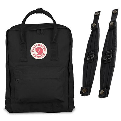 Fjällräven Set aus Kånken + Kånken Shoulder Pads 23510-23505, black + Black, Unisex