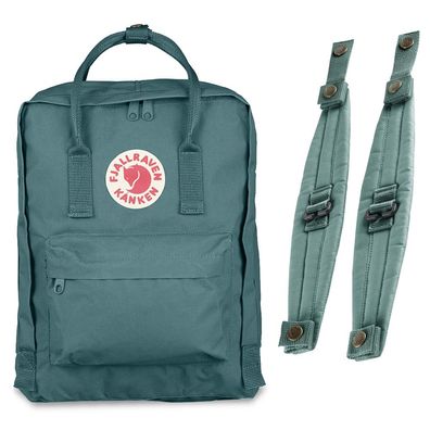 Fjällräven Set aus Kånken + Kånken Shoulder Pads 23510-23505, Frost Green, Unisex