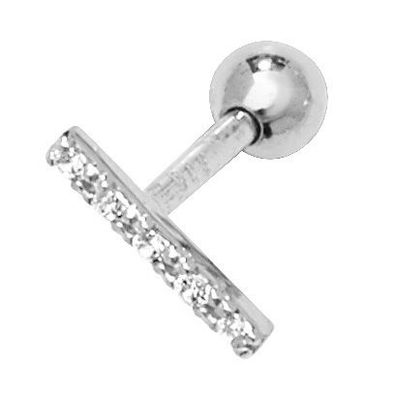 Elegante 9 Karat (375) Weißgold Damen - Einzel Knorpel Ohrstecker mit Zirkonia - 8mm