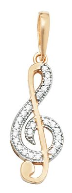 Stylischer 9 ct/Karat Gelb Gold Damen - Anhänger mit Zirkonia