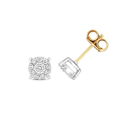 9 Karat (375) Gold Damen - Diamant Paar Ohrstecker Brillant-Schliff 0.20 Karat H - I1