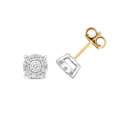 9 Karat (375) Gold Damen - Diamant Paar Ohrstecker Brillant-Schliff 0.30 Karat H - I1