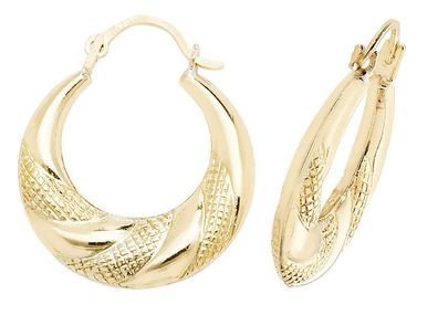 Schöne 9 ct/Karat Gelb Gold Damen - Paar Creolen