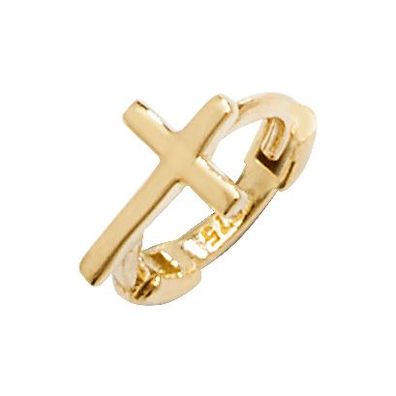 Moderne 9 ct/Karat Gelb Gold Kreuz Damen - Einzel Knorpel Creole