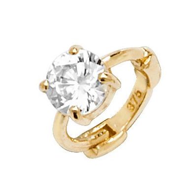 Wunderschöne 9 ct/Karat Gelb Gold Damen - Einzel Knorpel Creole mit Zirkonia