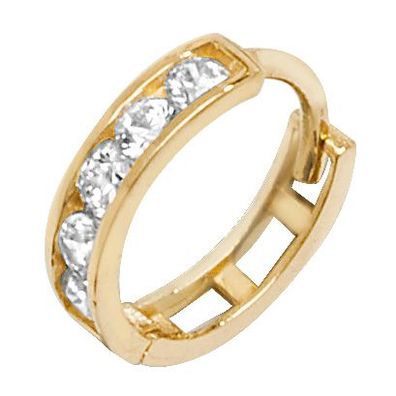 Wunderschöne 9 ct/Karat Gelb Gold Damen - Einzel Knorpel Creole mit Zirkonia