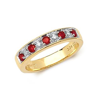 9 Karat (375) Gold Damen - Diamant Ring Brillant-Schliff 0.06 Karat H - PK1 mit Rubin