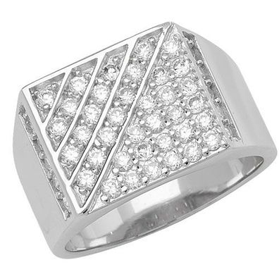 Stylischer 925 Sterling Silber Herren - Ring mit Zirkonia