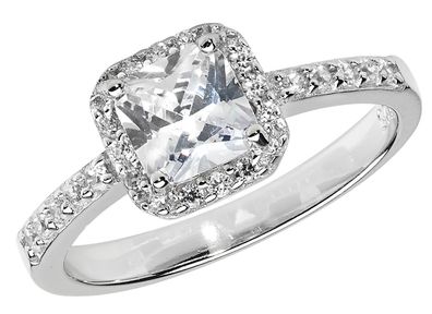 Wunderschöner 925 Sterling Silber Solitär Verlobung Damen - Ring mit Zirkonia