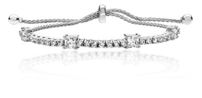 925 Sterling Silber Damen - Armband mit Zirkonia - 17cm, 6 Gramm
