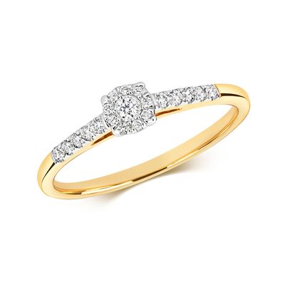 9 Karat (375) Gold Solitär Verlobung Diamantring Brillant-Schliff 0.16 Karat H - I1