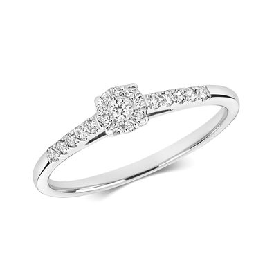 Edler 9 Karat (375) Weißgold Diamant Damenring Brillant-Schliff 0.16 Karat H - I1