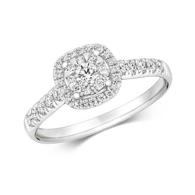 Wunderschöner 18 ct/Karat Weißgold Diamant Ring Brillant-Schliff 0.46 Karat GH - SI1