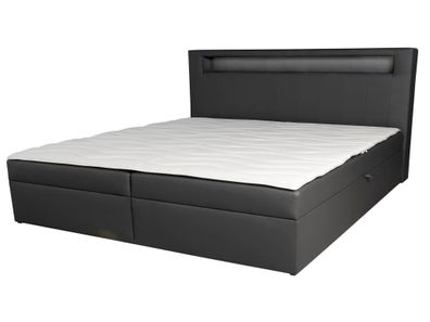 FURNIX Boxspringbett ANTYD 160x200 mit tiefen Bettkasten und Topper SF29 Grau