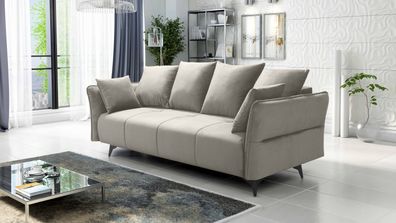 FURNIX Polstersofa Couch Kaiross mit Kissen und Bettkasten EL17 Creme