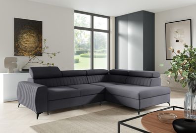 FURNIX Ecksofa MEGGIE Polstercouch 132x196 cm mit Schlaffunktion Bettkasten EL22