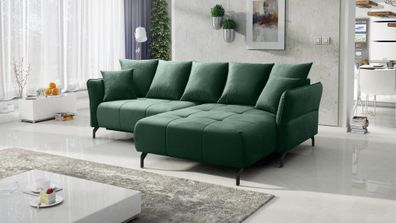 FURNIX Ecksofa Kaiross 133x234 cm EL12 Dunkelgrün