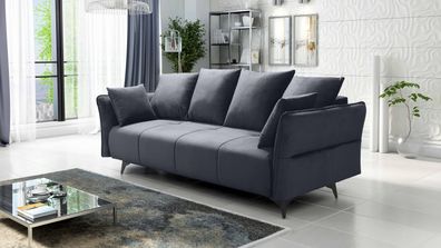 FURNIX Polstersofa Couch Kaiross mit Kissen und Bettkasten EL22 Dunkelgrau