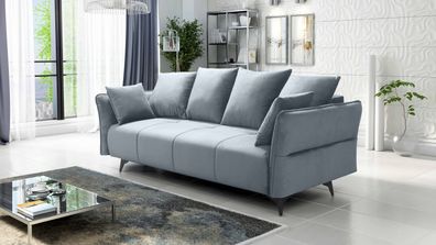 FURNIX Polstersofa Couch Kaiross mit Kissen und Bettkasten EL23 Asche