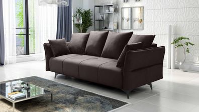 FURNIX Polstersofa Couch Kaiross mit Kissen und Bettkasten EL25 Dunkel braun