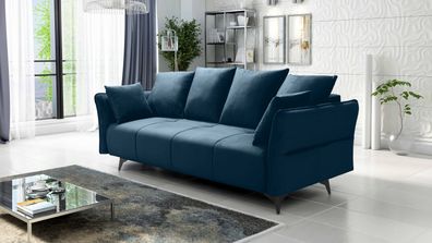 FURNIX Polstersofa Couch Kaiross mit Kissen und Bettkasten EL13 Tintenblau