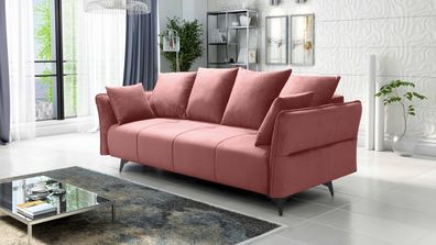 FURNIX Polstersofa Couch Kaiross mit Kissen und Bettkasten EL10 Rosa