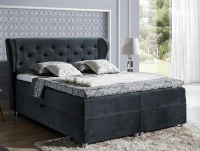 FURNIX Boxspringbett PASILA 160x200 mit dekorativem Kopfteil 15903