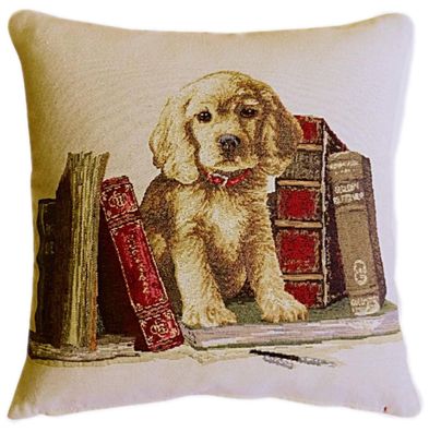 Kissenhülle Gobelin 40x40 Hund Sofakissen Kissen Bücherregal Kissenbezug