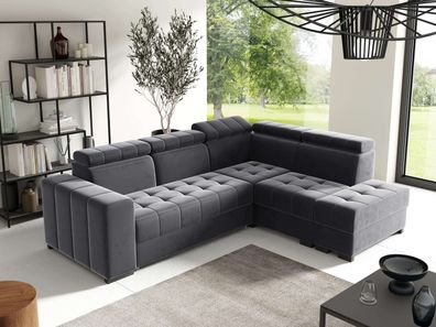 FURNIX Schlafsofa LIENNE Polstercouch 130x200 mit verstellbare Kopfstützen SV18 Grau